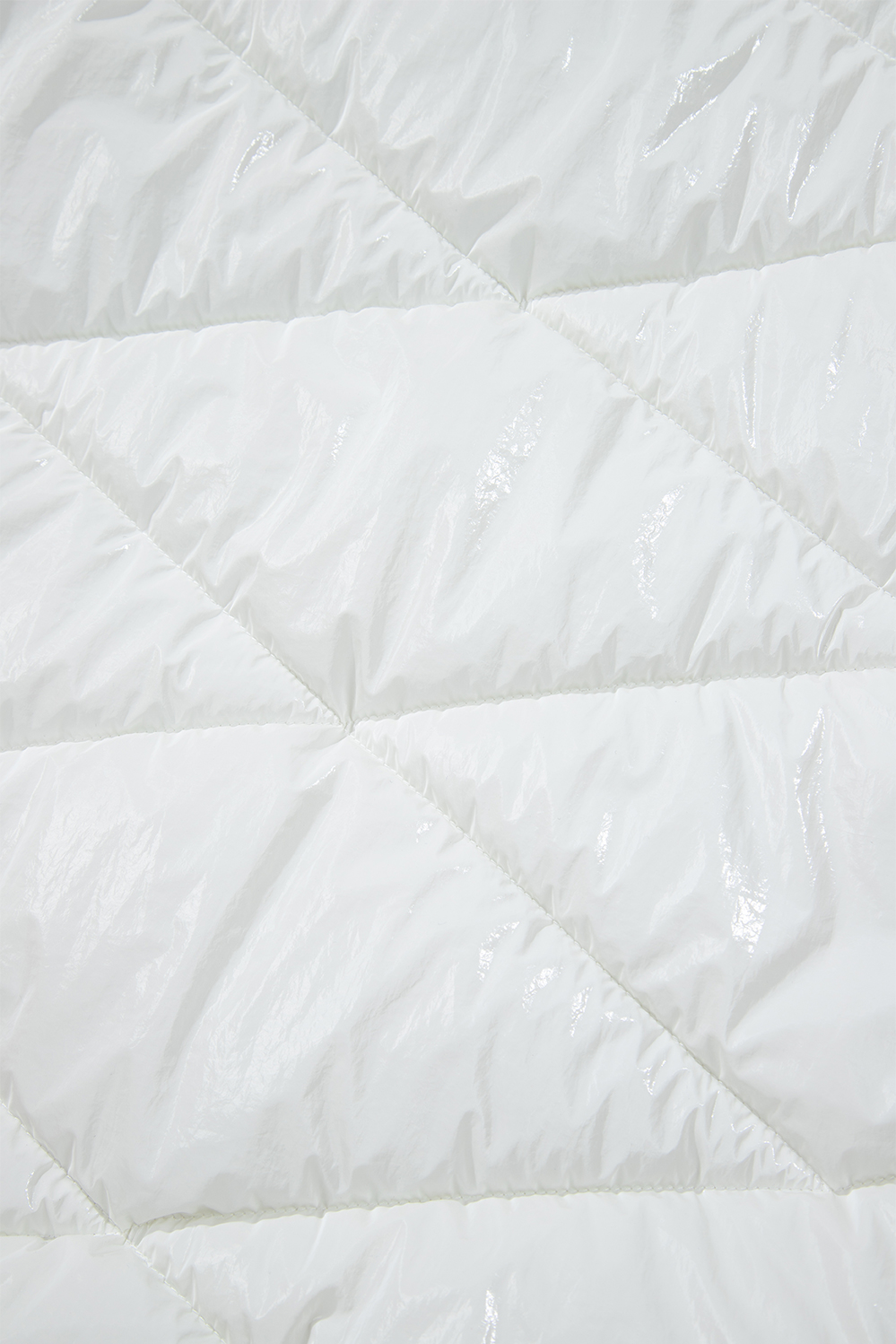 White Solid Quilted Hooded Zip Up Puffer Coat - loveforevers