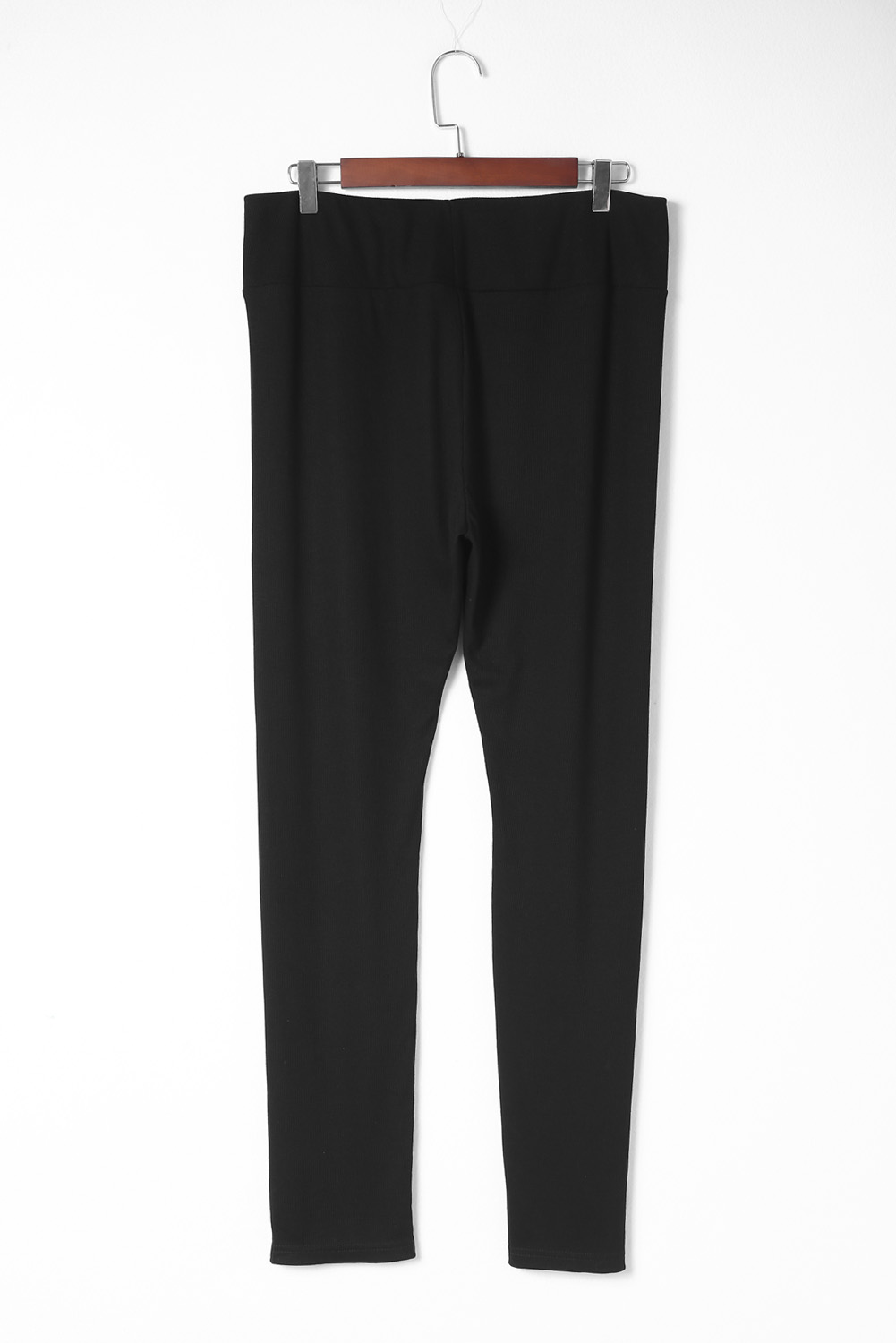 Black Rib Knit High Waist Slit Leggings - loveforevers