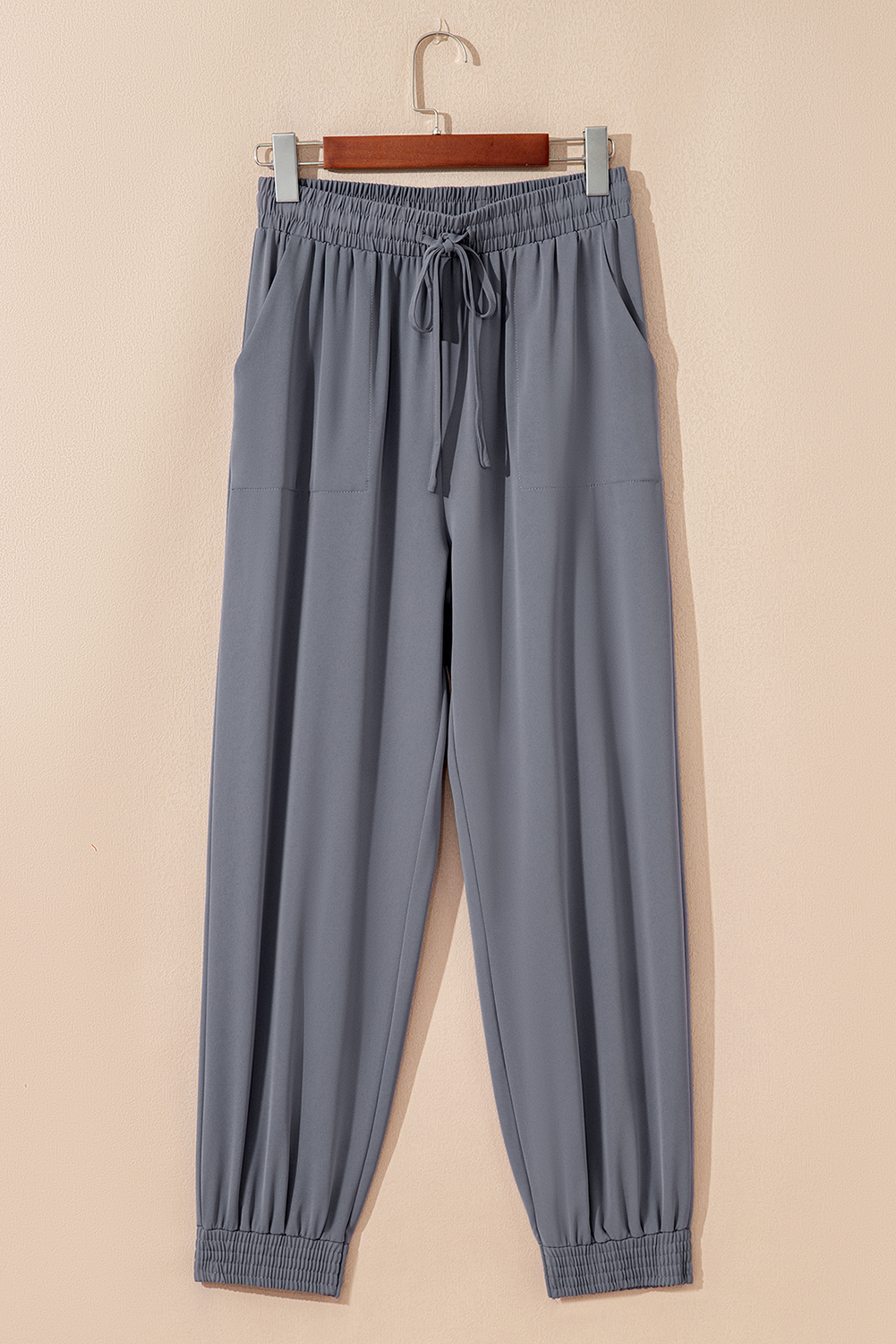 Black Drawstring Elastic Waistband Pocketed Cropped Jogger Pants - loveforevers