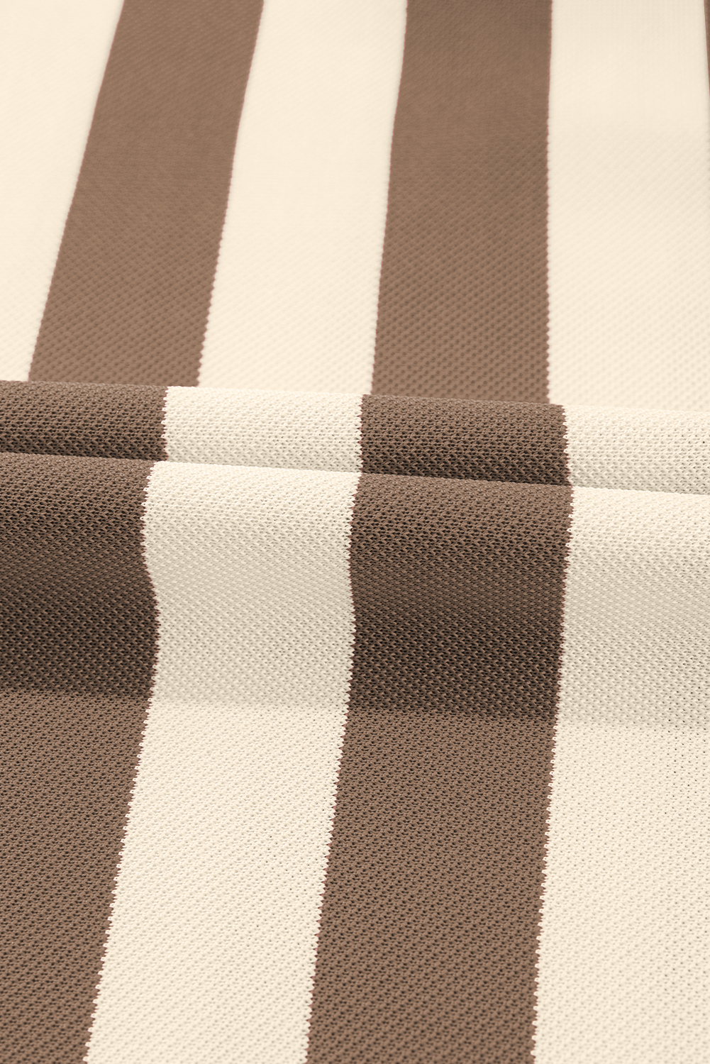Khaki Stripe Collared V Neck Long Sleeve Loose Casual Dress - loveforevers