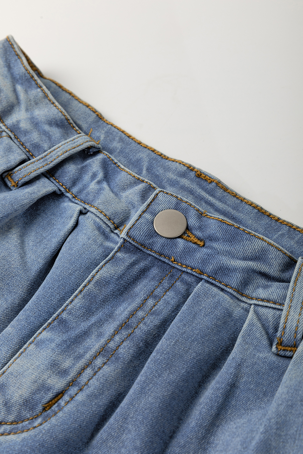 Ashleigh Blue Washed Pleated Detail Wide Leg Jeans - loveforevers