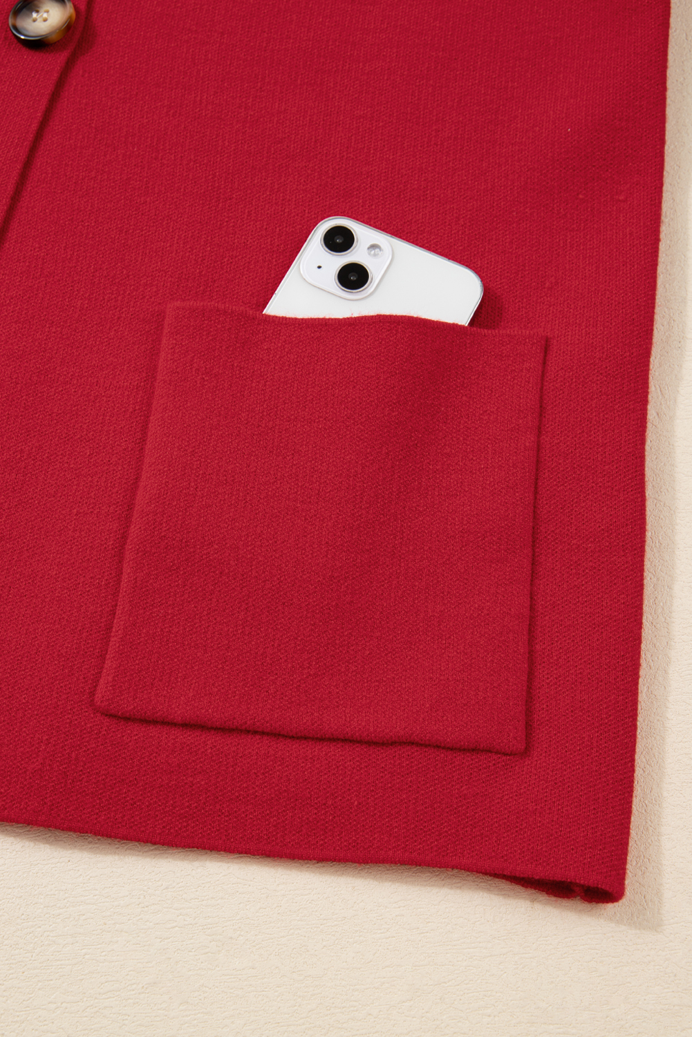 Fiery Red Collared Button Front Wrapped Cardigan Jacket - loveforevers