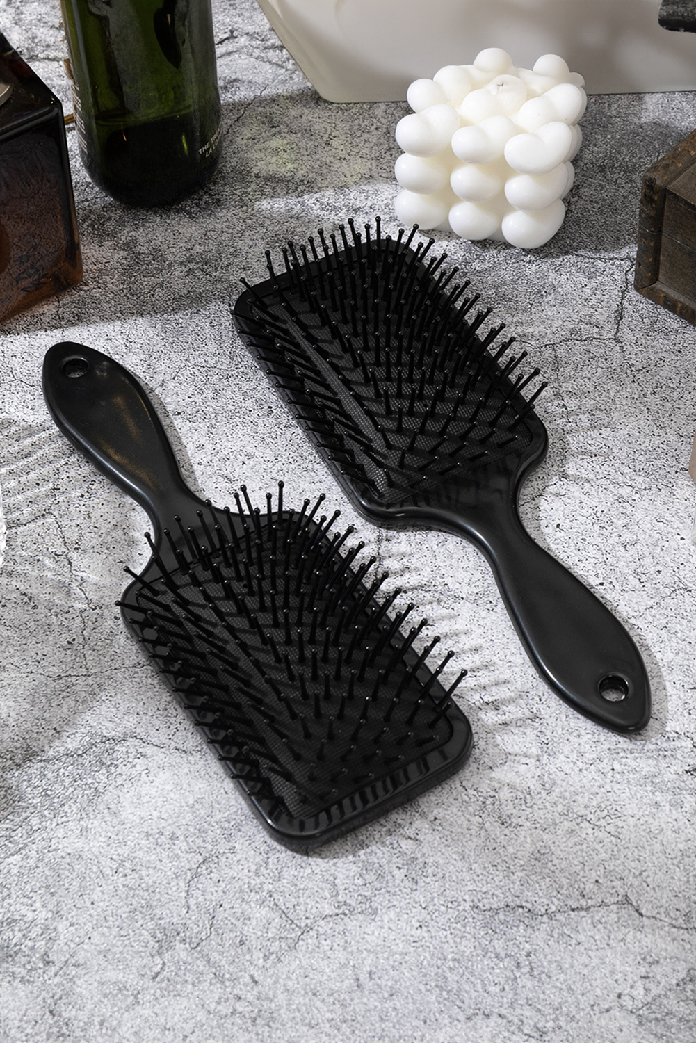 Black Gothic Flower Skull Print Air Cushion Comb - loveforevers