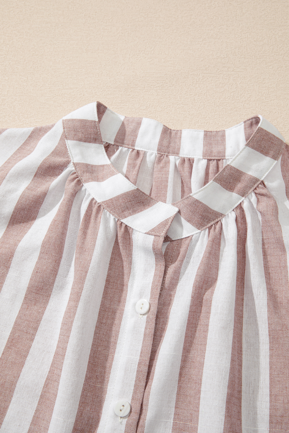 Khaki Stripe Casual Button Down Sleeveless Shirt - loveforevers
