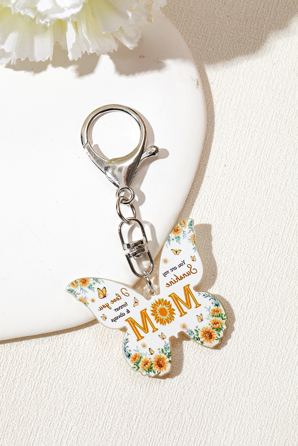 Yellow MOM Butterfly Shape Acrylic Keychain - loveforevers