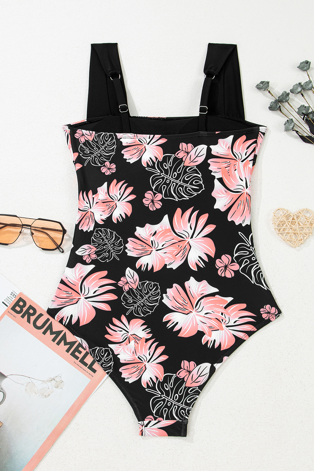 Black Square Neck Ruched Tommy Control One Piece Swimsuit - loveforevers