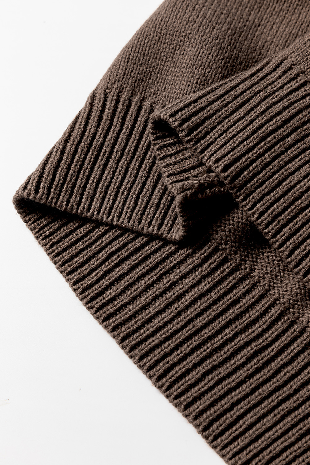 Dark Khaki Open Knit Drop Shoulder Sweater Cardigan - loveforevers