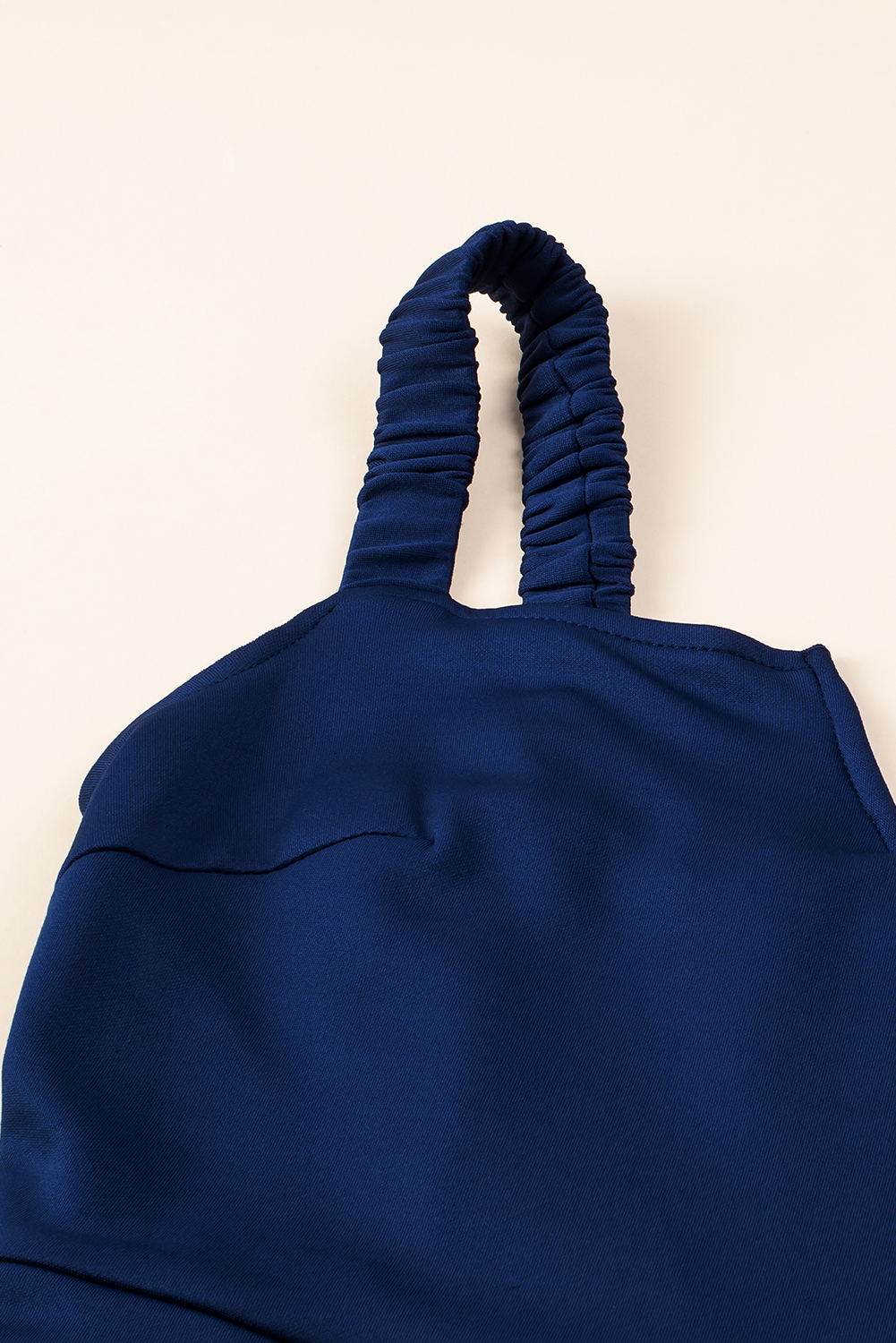 Blue Notched Neck Smocked Back Wide Leg Sleeveless Jumpsuit - loveforevers