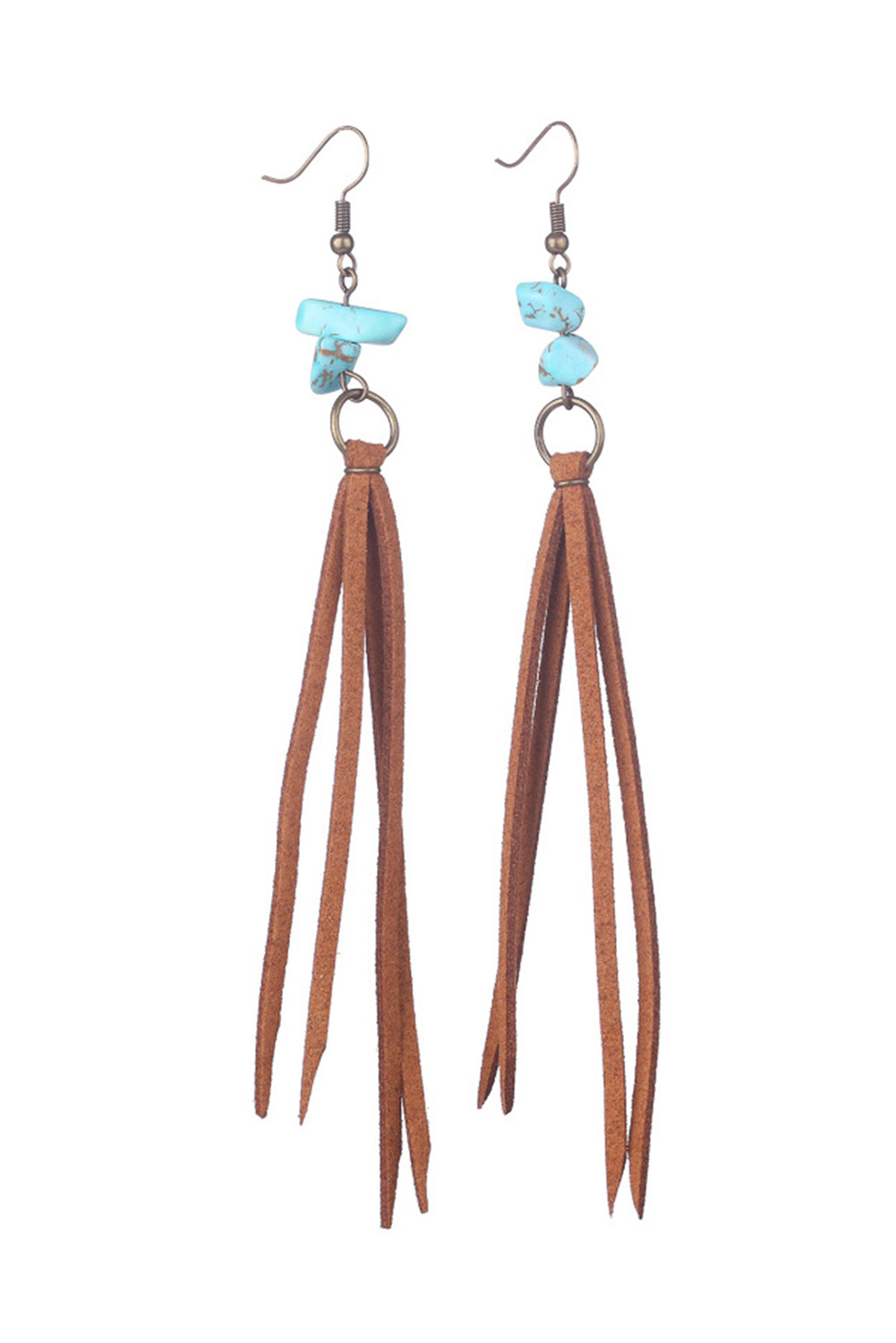 Brown Turquoise Tassel Drop Earrings - loveforevers
