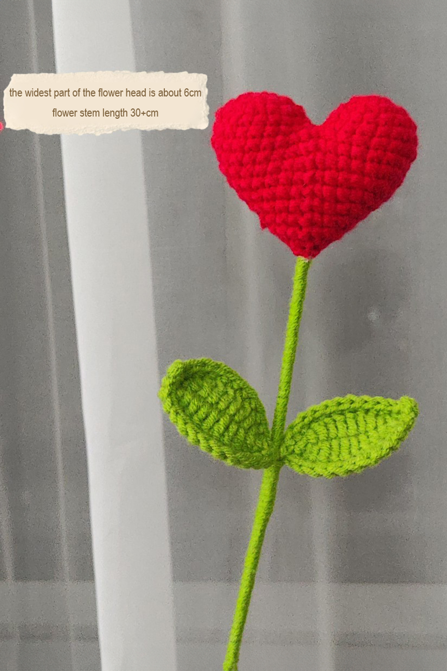 Fiery Red 1 Piece Handmade Crochet Heart Shaped Flower - loveforevers