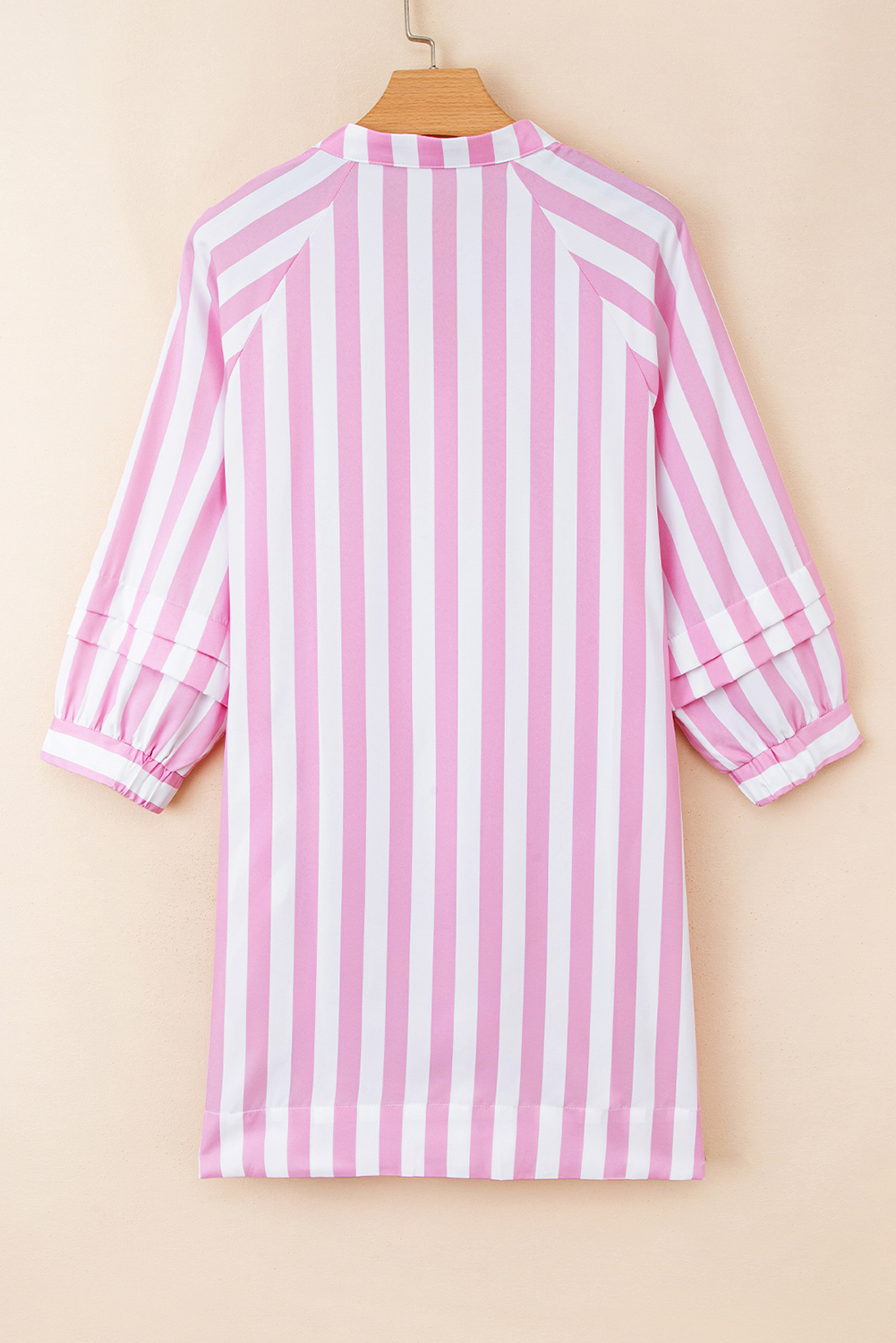 Rose Stripe Bracelet Sleeve Buttons Loose Mini Dress - loveforevers