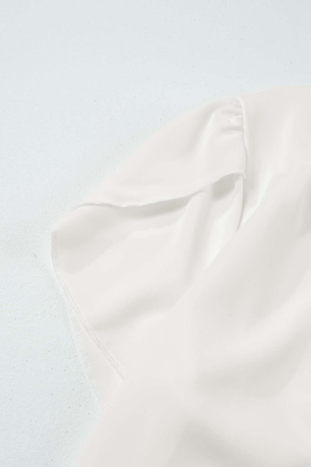 Black Silky Notched Neckline Petal Sleeve Blouse - loveforevers