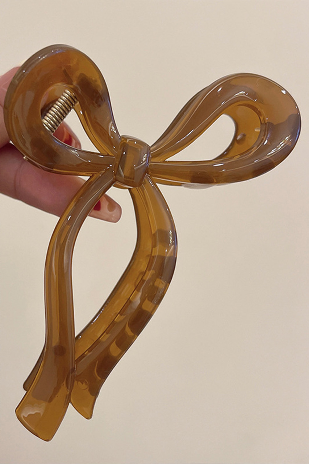 Coffee Long Tail Bow Knot Shape Claw Clip - loveforevers
