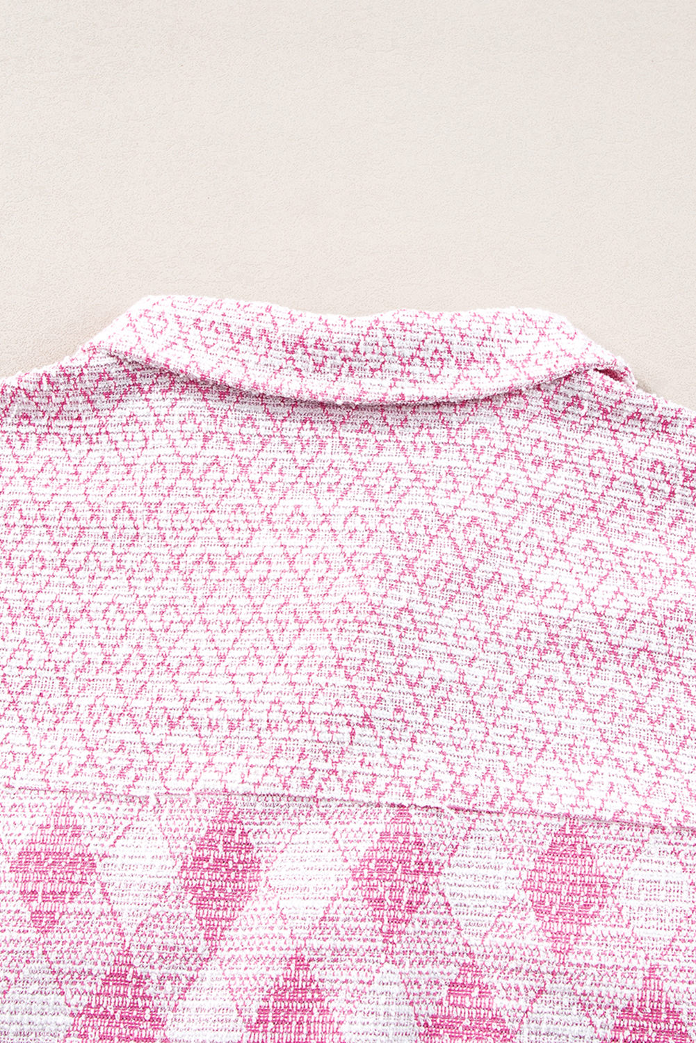 Delicacy Geometric Print Textured Flap Detail Shacket with Pocket - loveforevers
