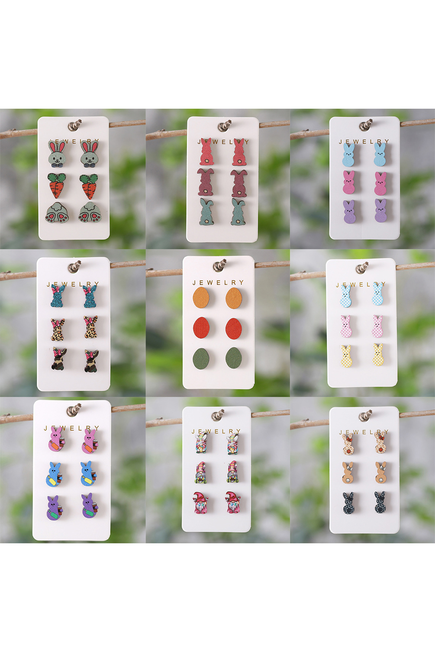 Khaki Easter Bunny 3 Pairs Different Earrings - loveforevers