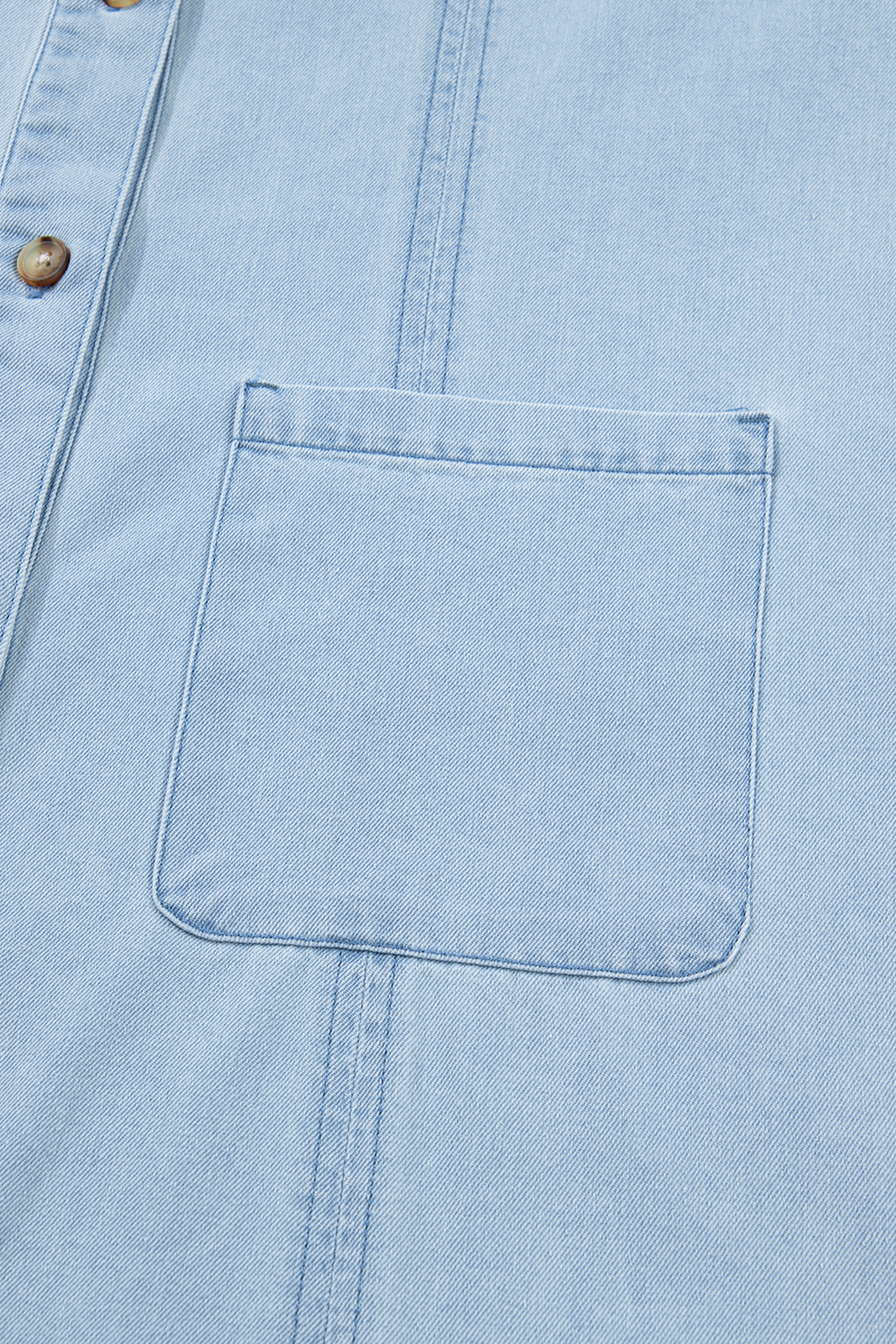 Beau Blue Ruffled Edge Collared Shift Denim Dress with Pockets - loveforevers