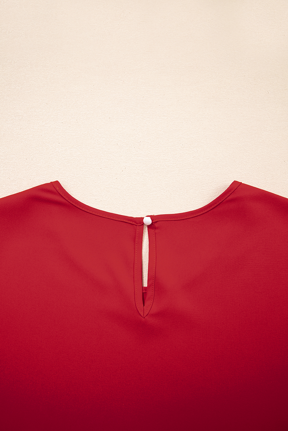 Black Ruffle Trimmed 3/4 Sleeve Round Neck Blouse - loveforevers