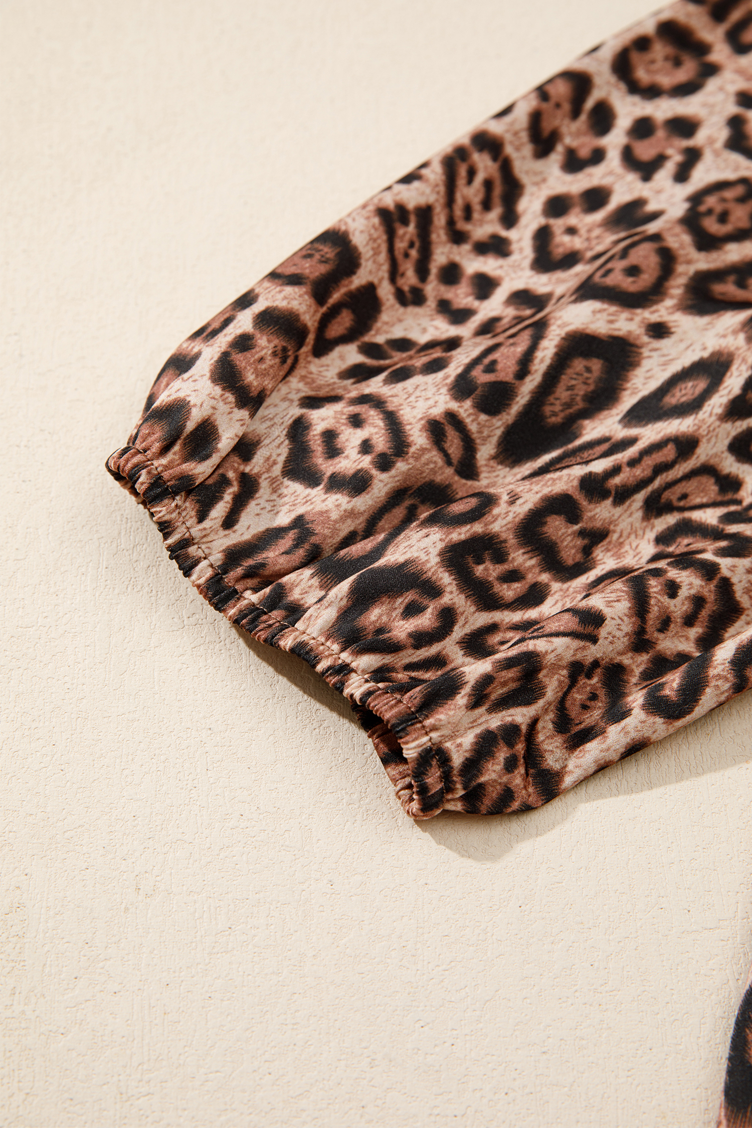 Brown Leopard Bow Tie Puff Sleeve Blouse - loveforevers