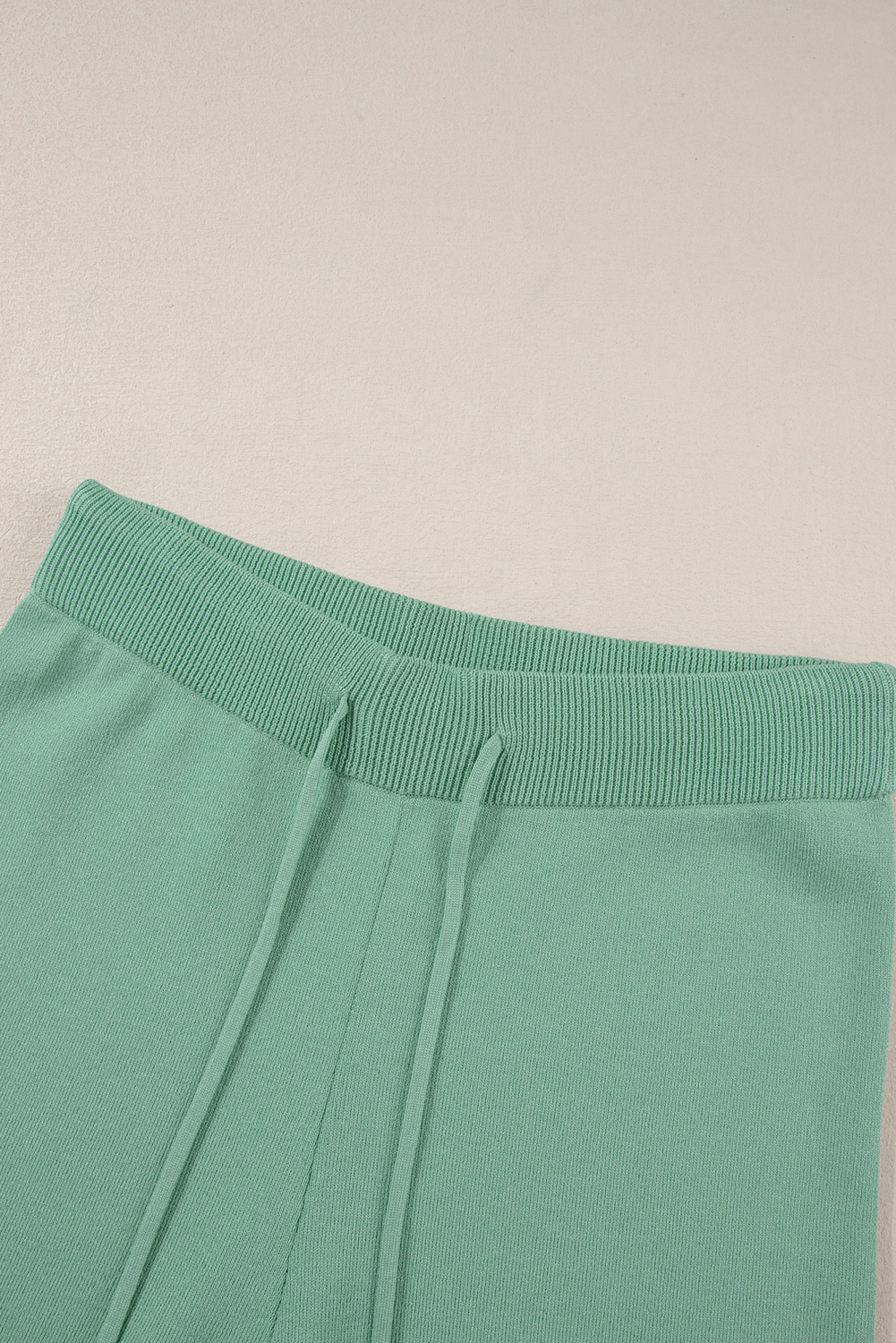 Blackish Green Contrast Trim Half Sleeve Top Drawstring Pants Loose 2pcs Sweater Suit - loveforevers