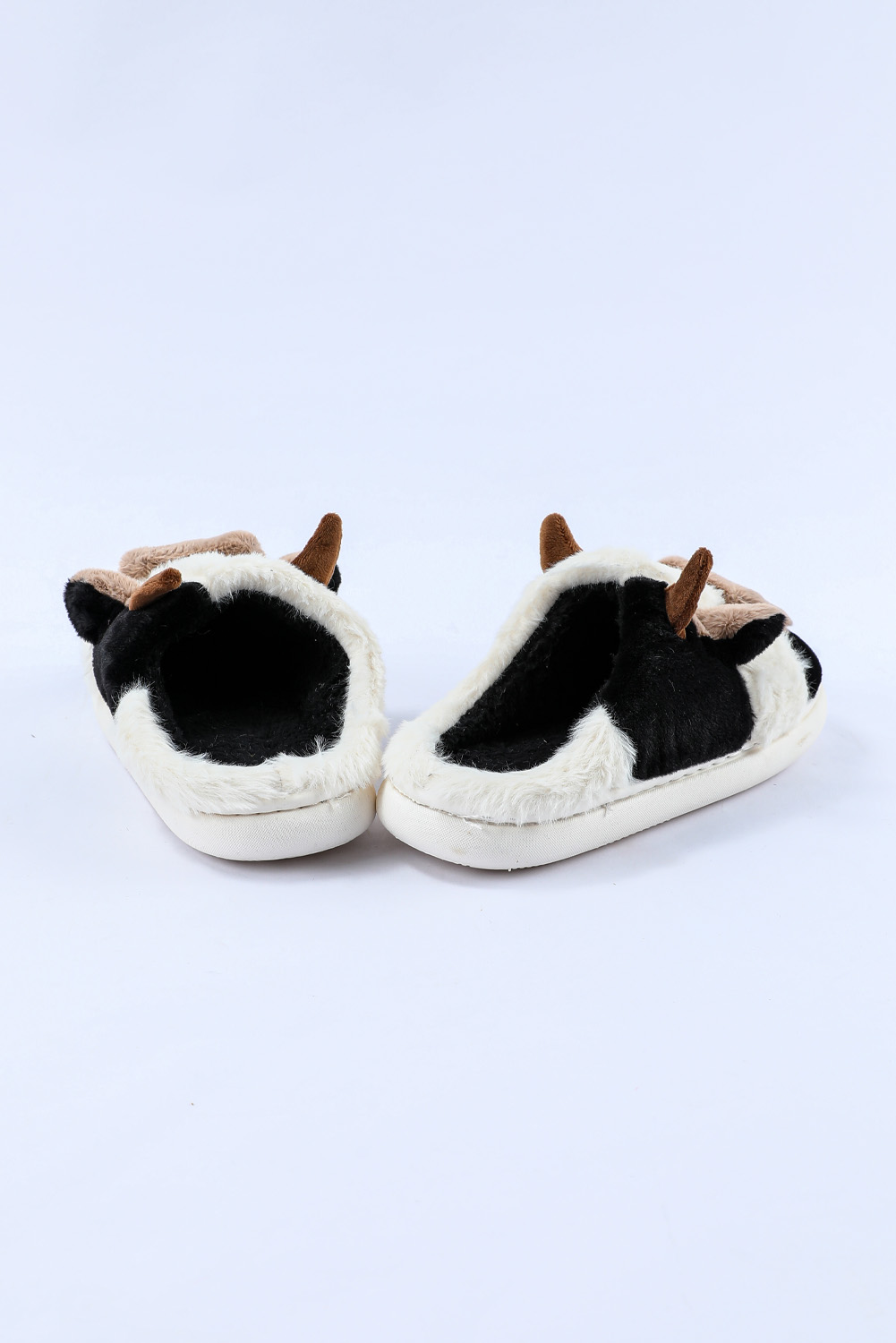 White Cartoon Animal Cow Plush Slippers - loveforevers