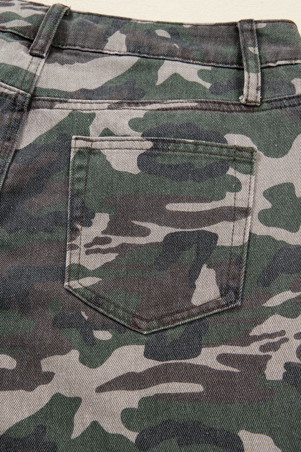 Green Camo Denim Cargo Wide Leg Pants - loveforevers