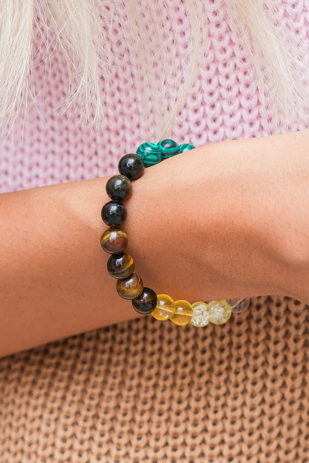 Canton Vintage Crystal Beaded Elastic Bracelet - loveforevers