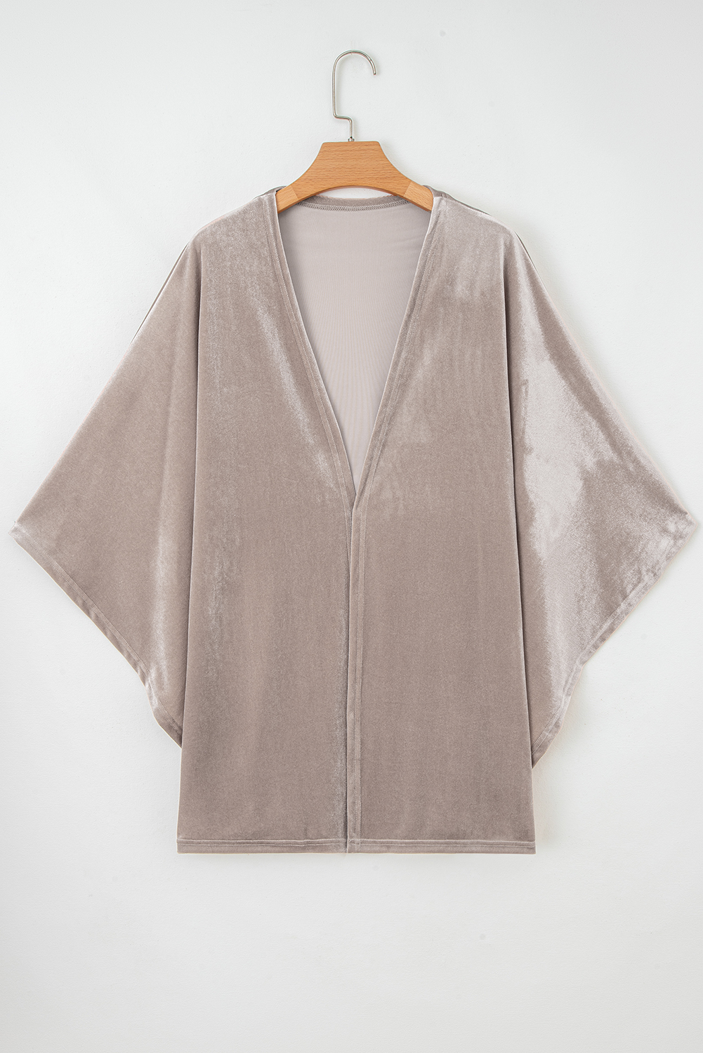 Smoke Gray 3/4 Sleeve Open Front Velvet Kimono - loveforevers