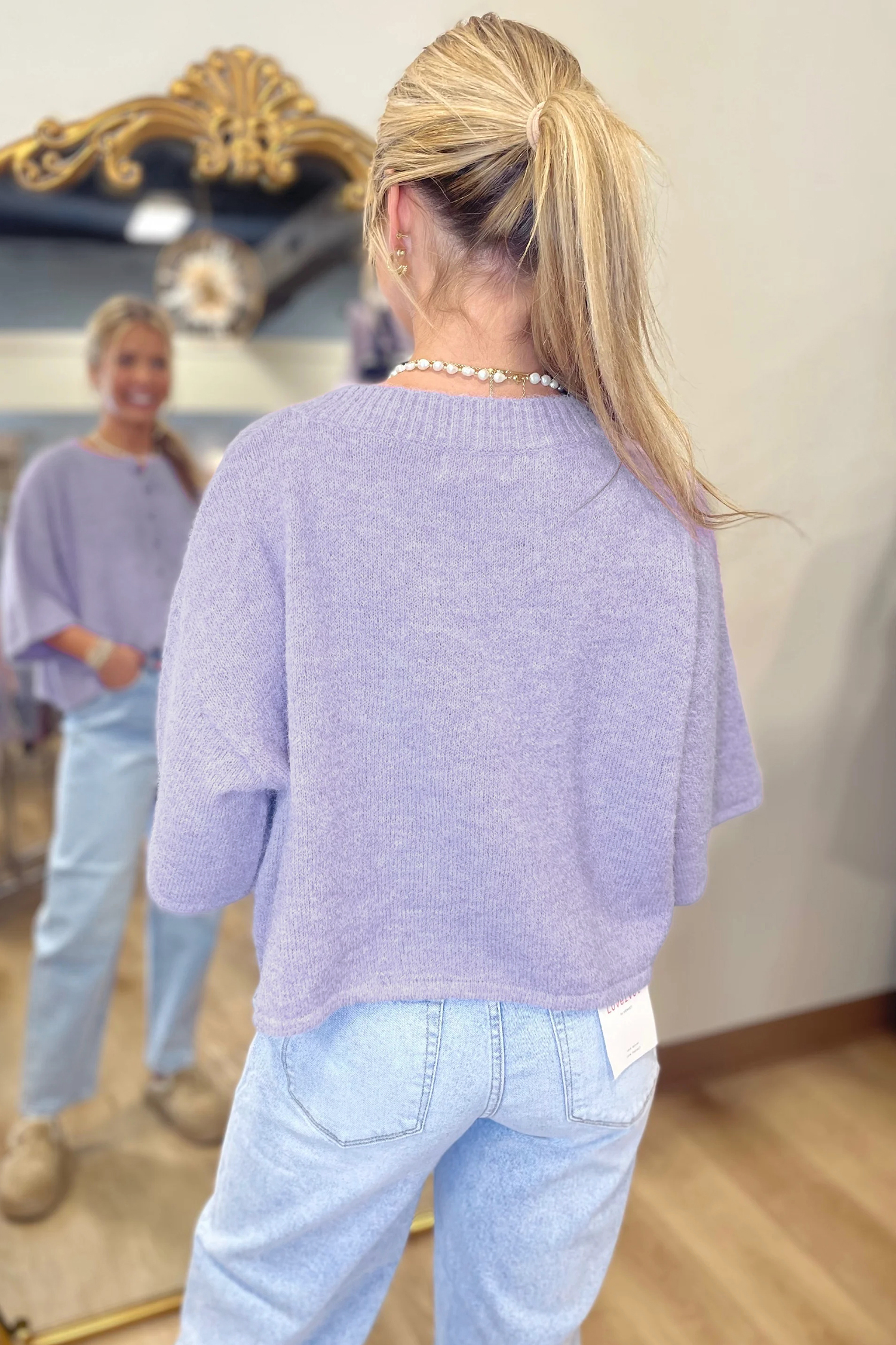 Lavendula 3/4 Sleeve Boxy Knit Button Down Sweater Cardigan - loveforevers
