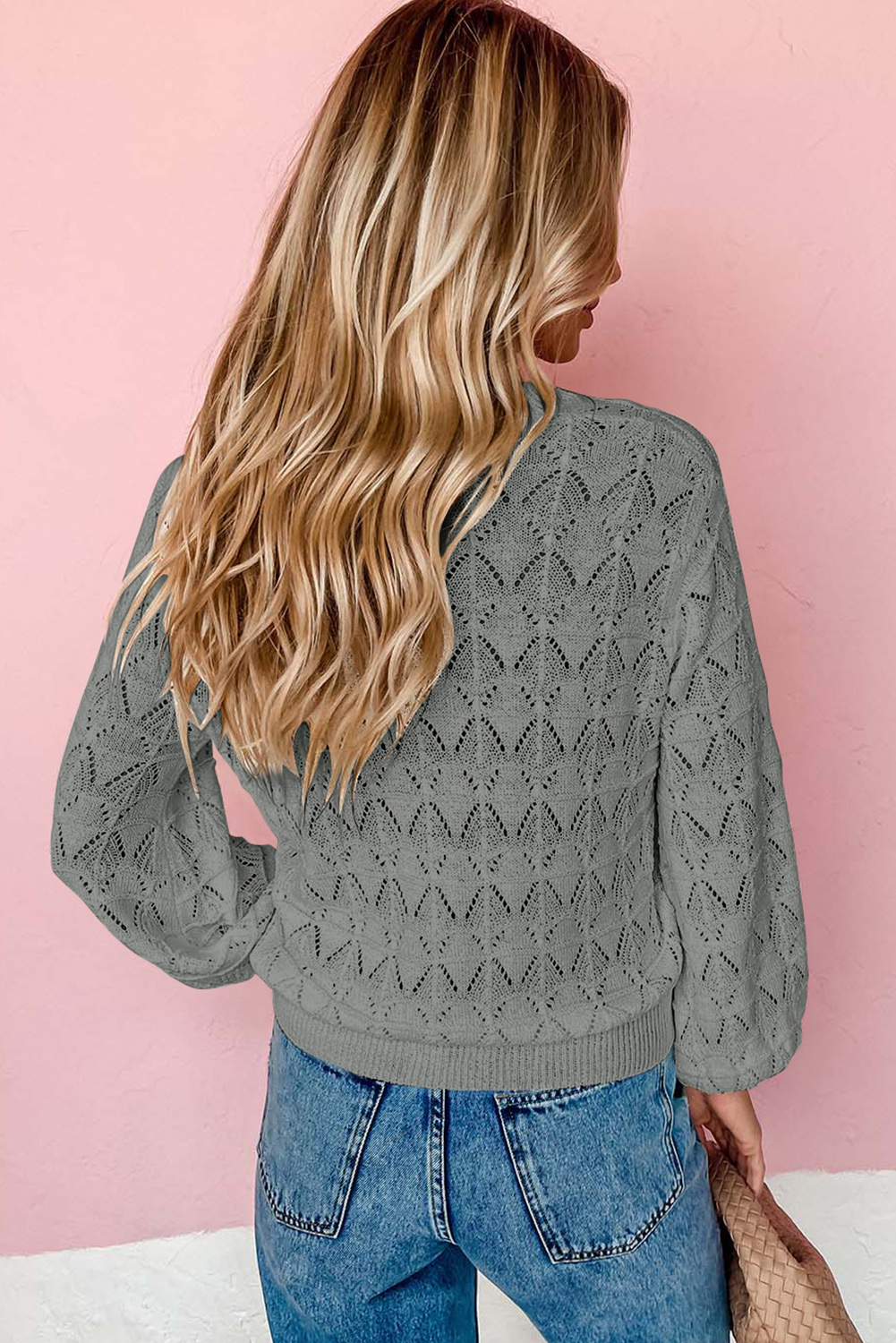 Fiery Red Lightweight Buttoned Front Crochet Cardigan - loveforevers