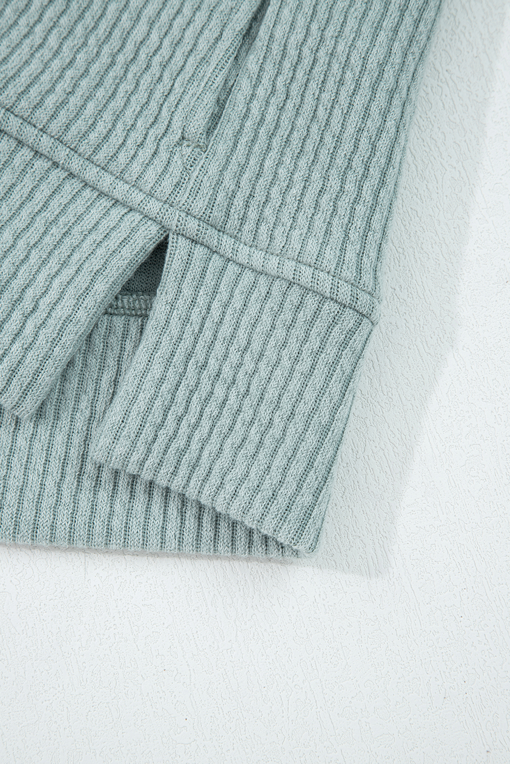 Clearly Aqua Ribbed Drop Shoulder Knit Hoodie - loveforevers
