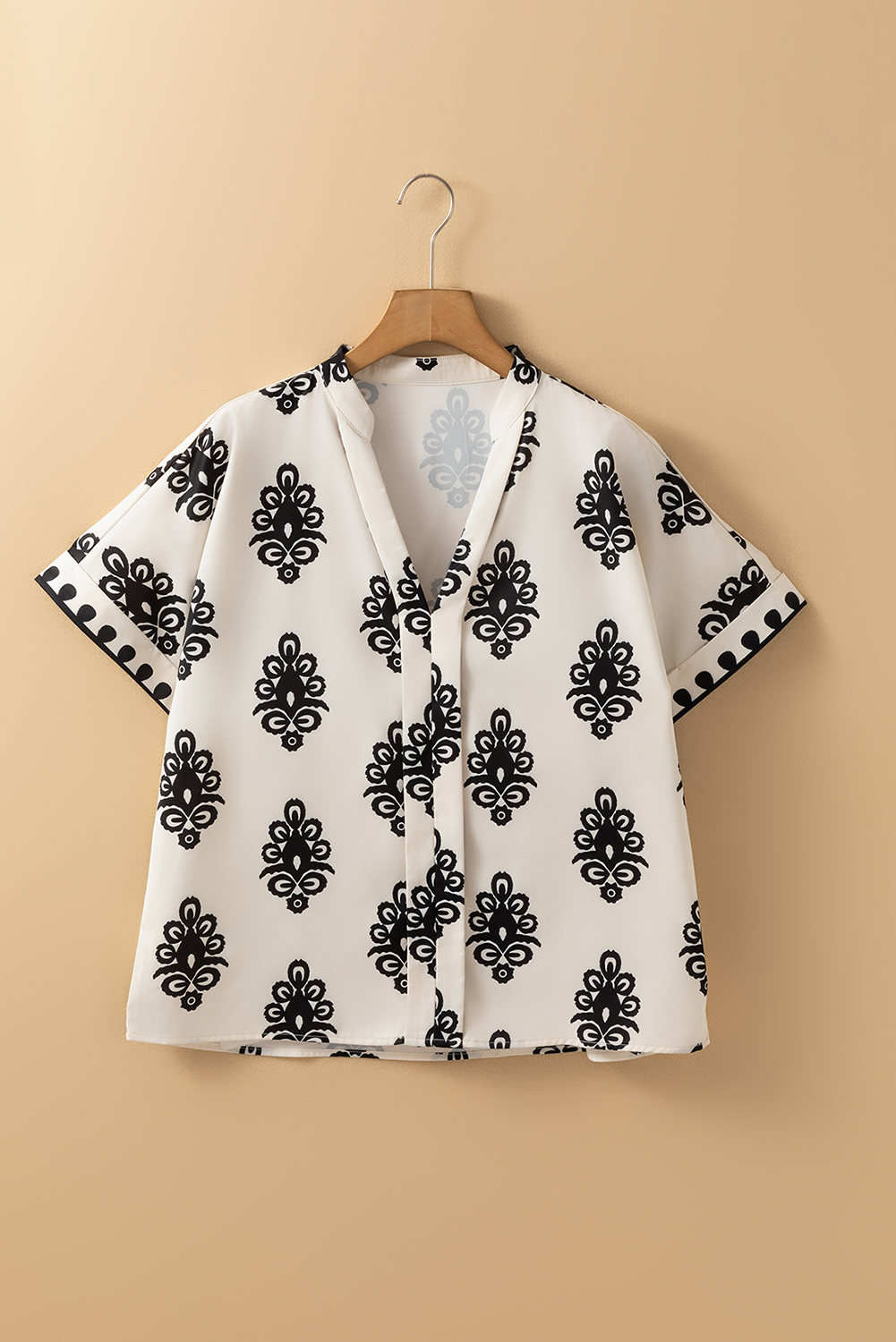Beige Geometric Printed Sleeveless Hollowed Bowknot Back Mini Dress - loveforevers