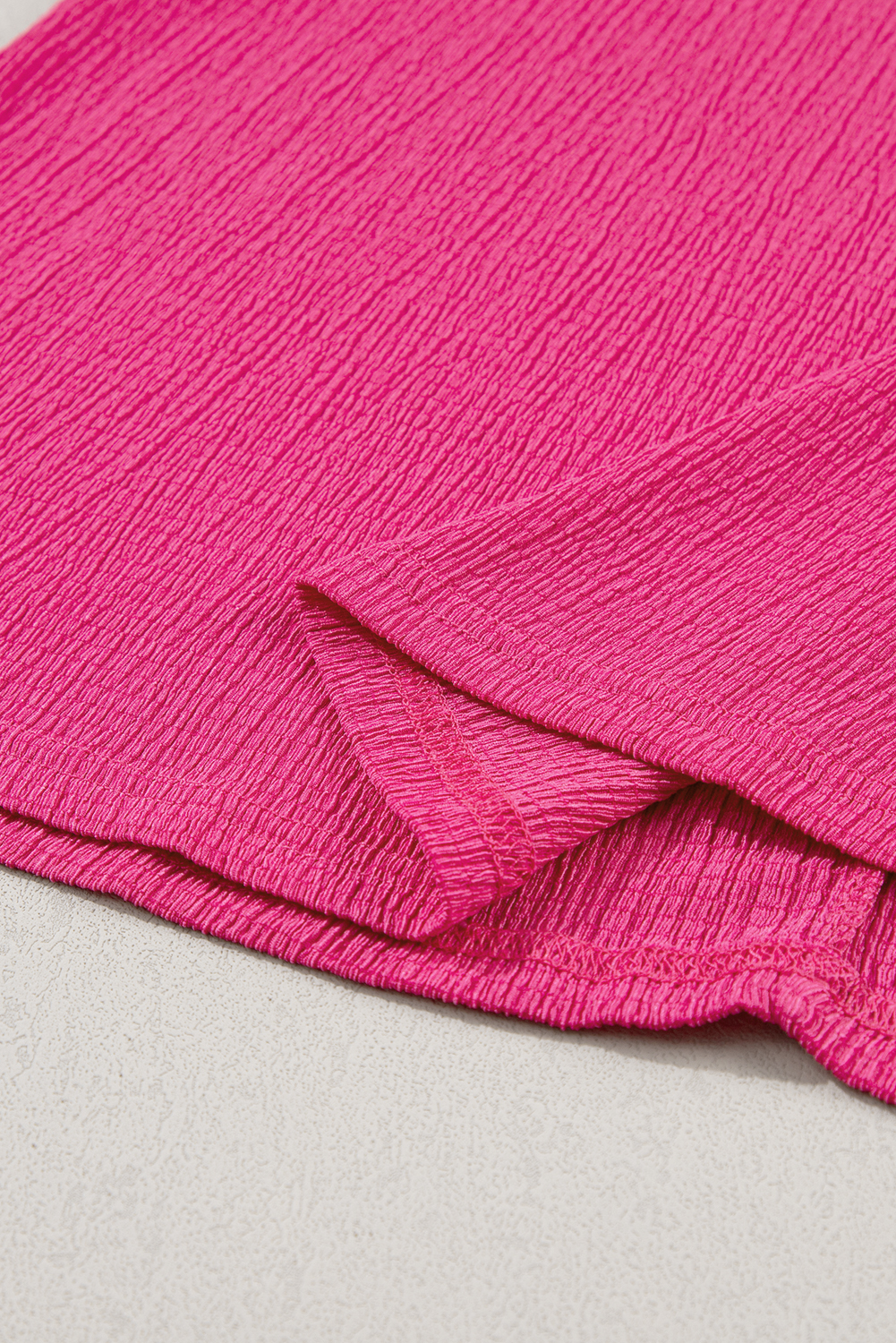 Bright Pink Crinkled V Neck Wide Sleeve T-shirt - loveforevers