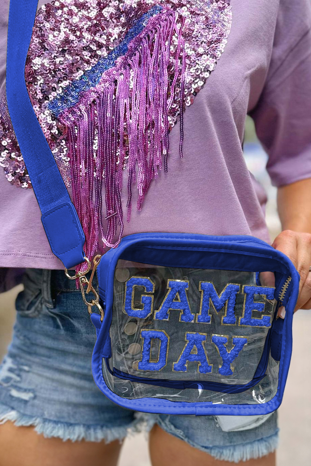 Black GAME DAY Rugby Football Clear Shoulder Bag - loveforevers
