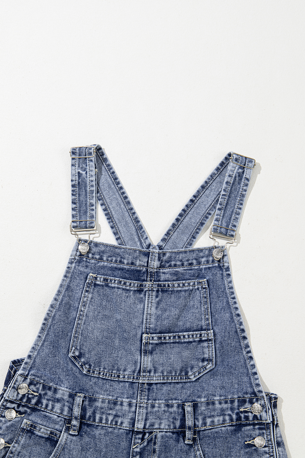 Sail Blue Denim Bib Straight Leg Jumpsuit with Pockets - loveforevers