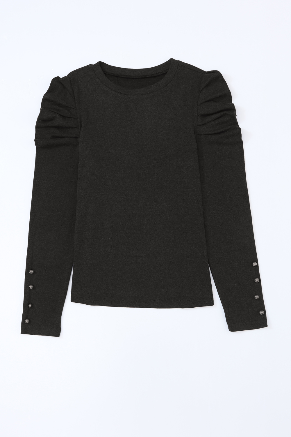 Green Buttoned Puff Long Sleeve Sheath Top - loveforevers