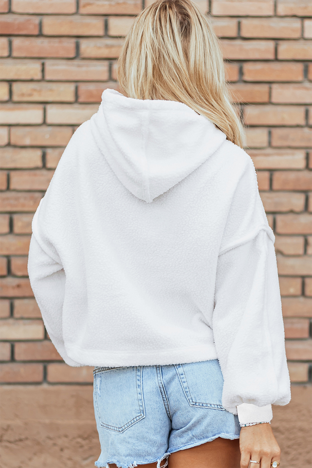 Dark Green Sherpa Fleece Drop Shoulder Hoodie - loveforevers