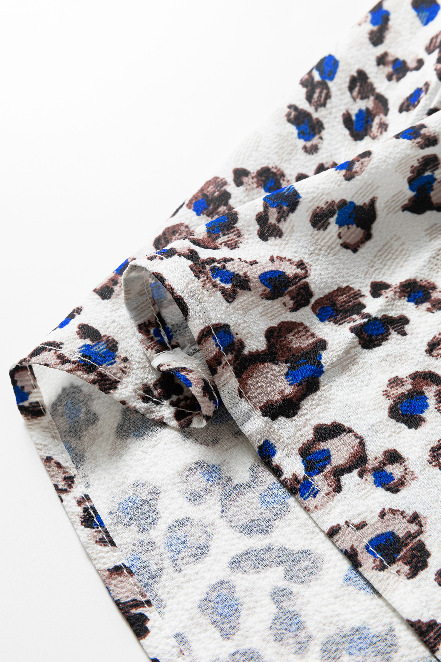 Multicolour Leopard Print V Neck Button Detail Long Sleeve Mini Dress - loveforevers