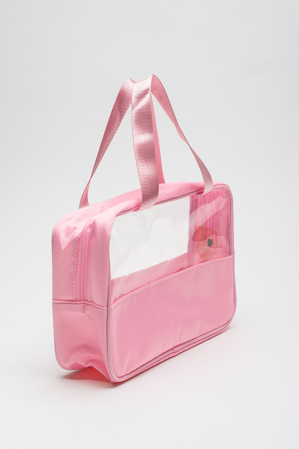 Light Pink TRAVEL Chenille Letter Clear PVC Makeup Bag - loveforevers