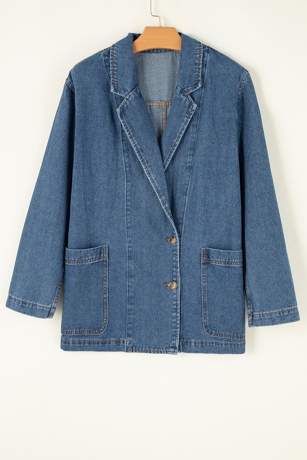 Black Side Pockets Lapel Collar Denim Jacket - loveforevers