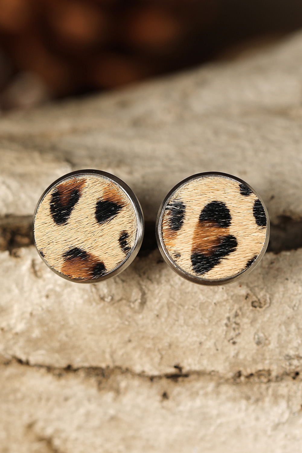Brown Leopard Studded Earrings - loveforevers