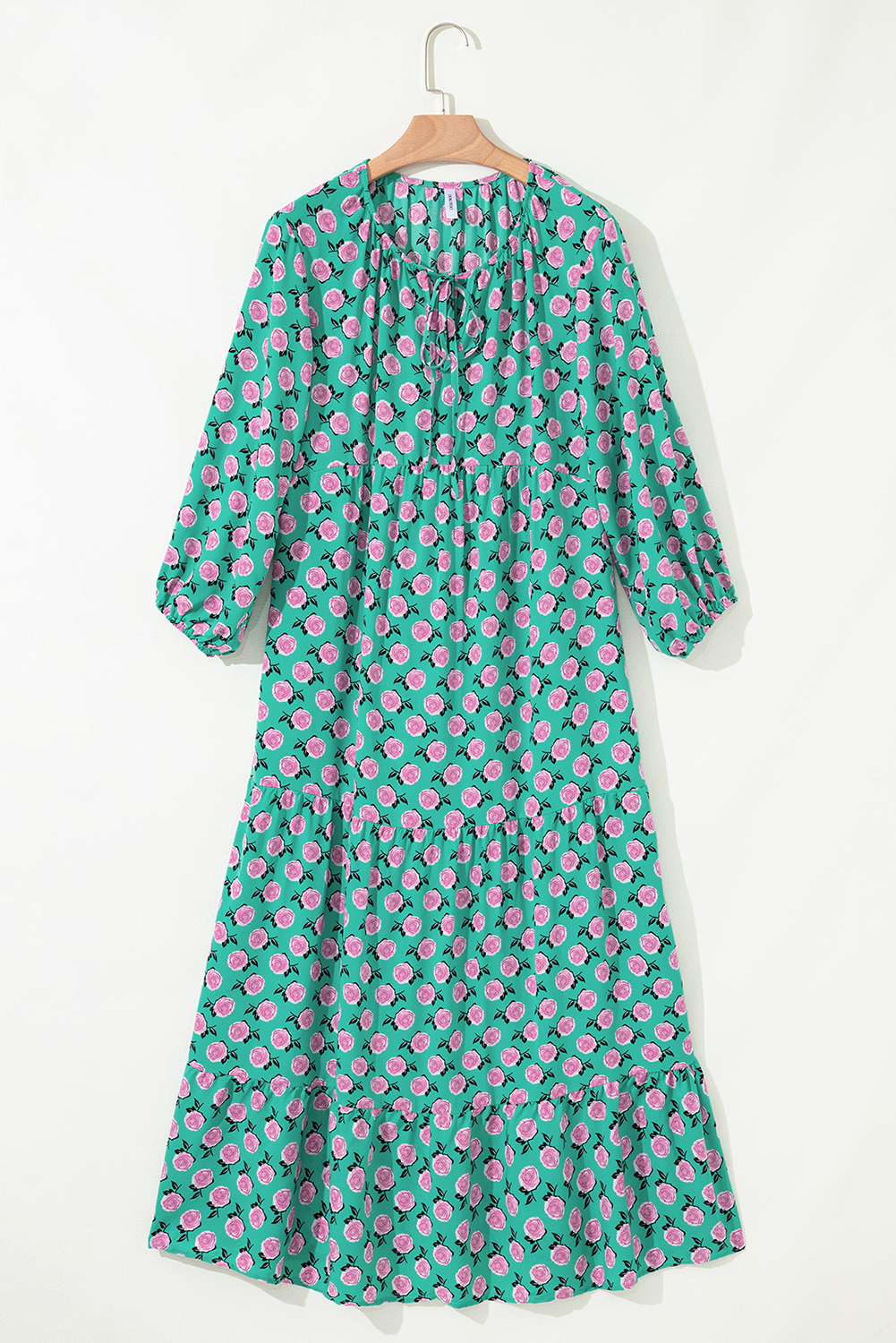 Sky Blue Boho Printed Half Sleeve Maxi Dress - loveforevers