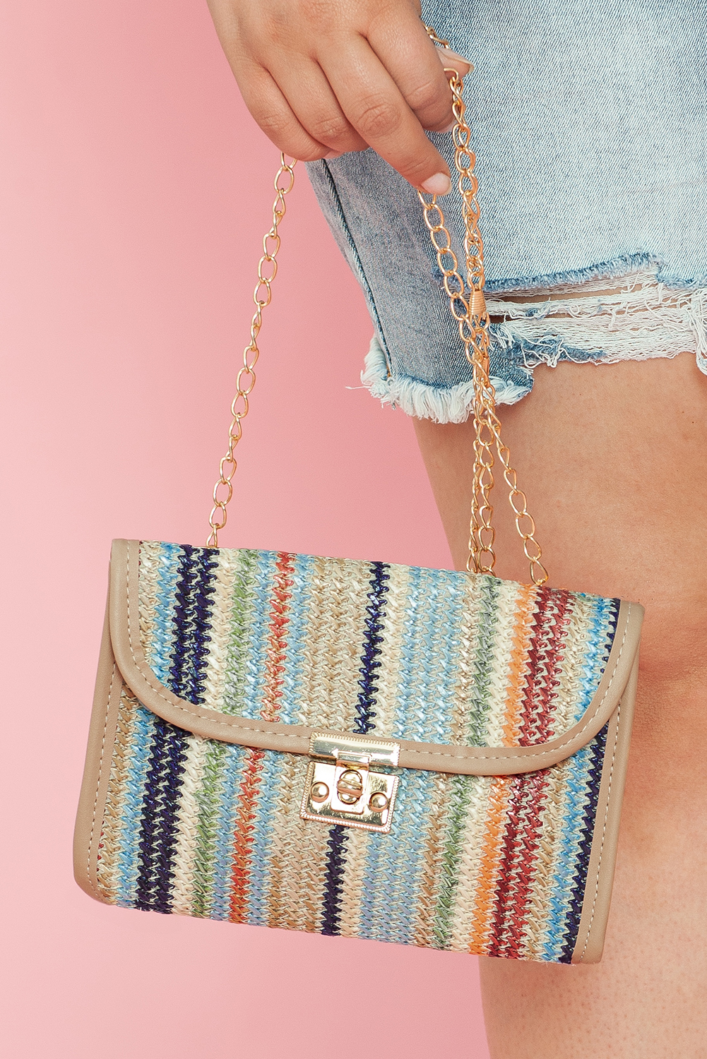 Iceland Blue Striped Crochet Flapped Single Shoulder Bag - loveforevers