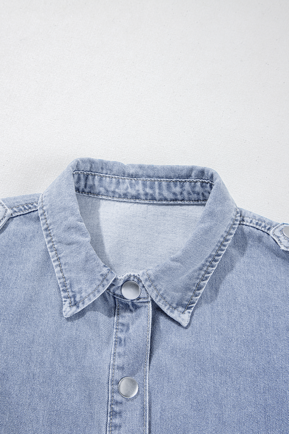 Dusk Blue Denim Pinup Folded Cap Sleeve Shirt - loveforevers