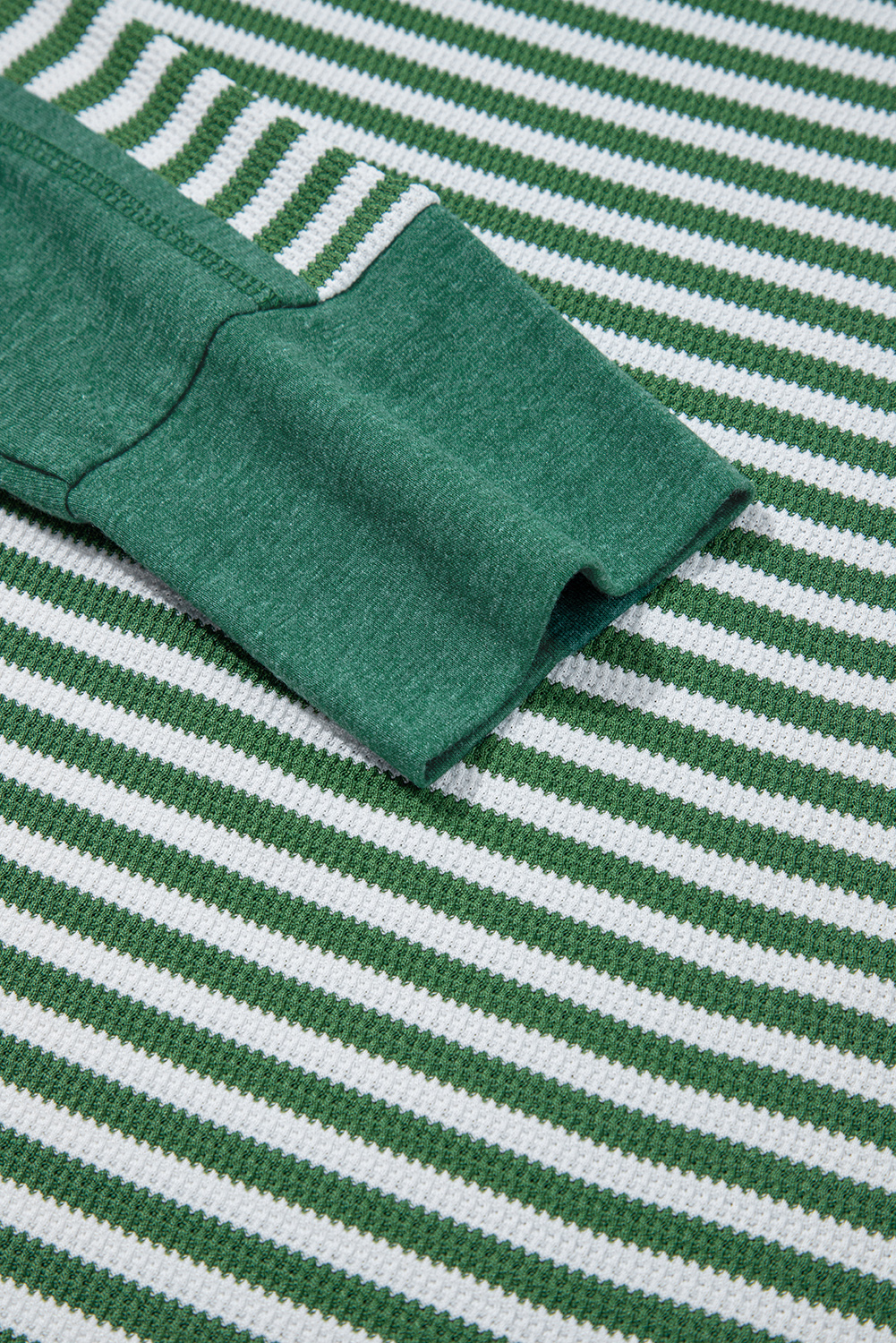 Dearlovers Green Stripe Thermal Knit Drop Shoulder Casual Top - loveforevers