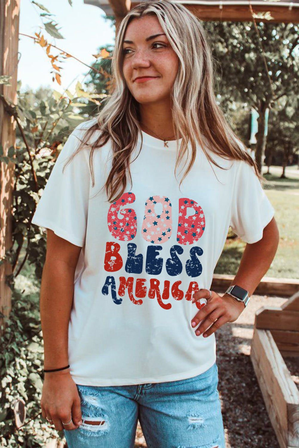 White God Bless America Graphic Tee - loveforevers