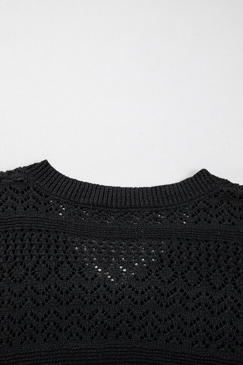 Sky Blue Eyelet Pattern Detail V Neck Drop Shoulder Sweater - loveforevers