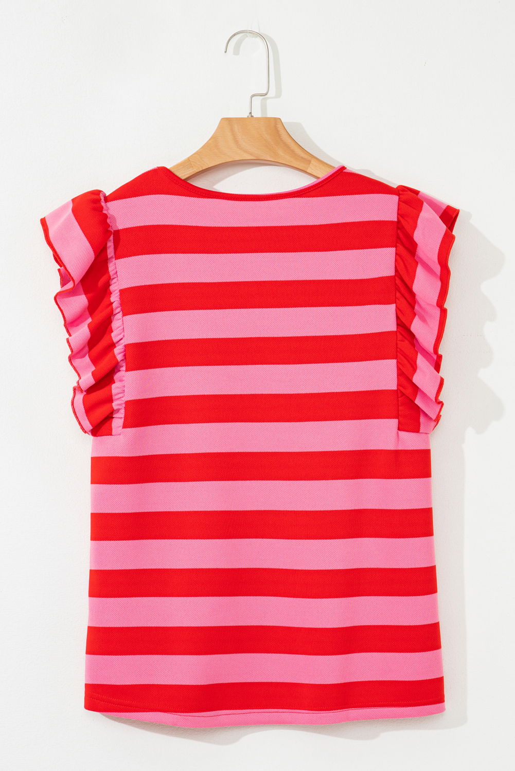 Green Stripe Flutter Sleeve Round Neck Shift Dress - loveforevers