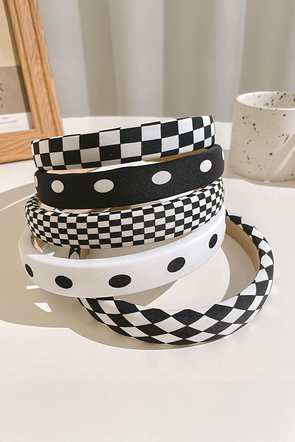 Black Checkered Print Wide Chic Headband - loveforevers