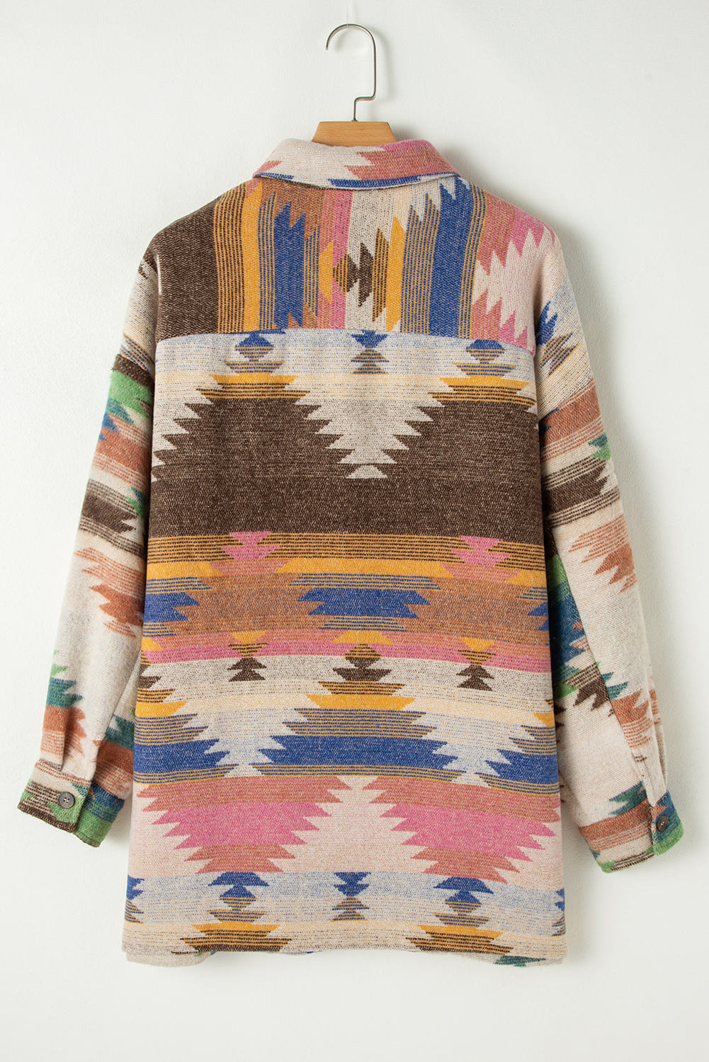 White Aztec Print Button Up Shacket - loveforevers
