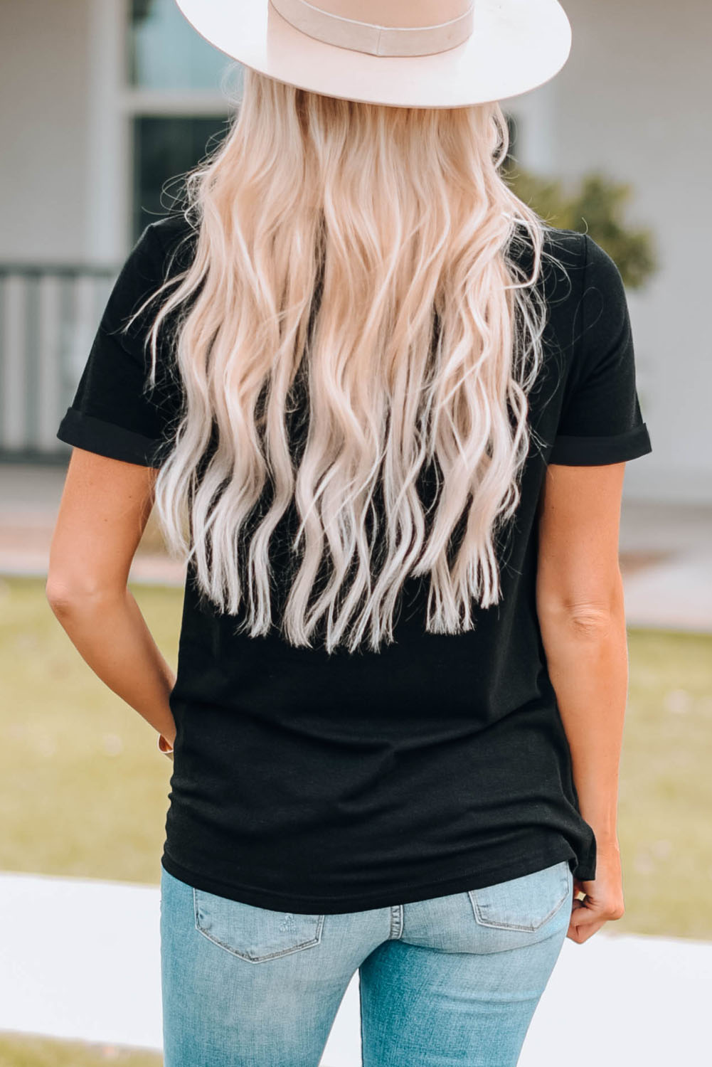 Gray Blooming USA Flag Print Casual T Shirt - loveforevers
